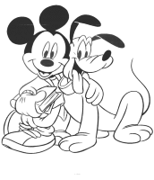 A coloring page of mickey mouse